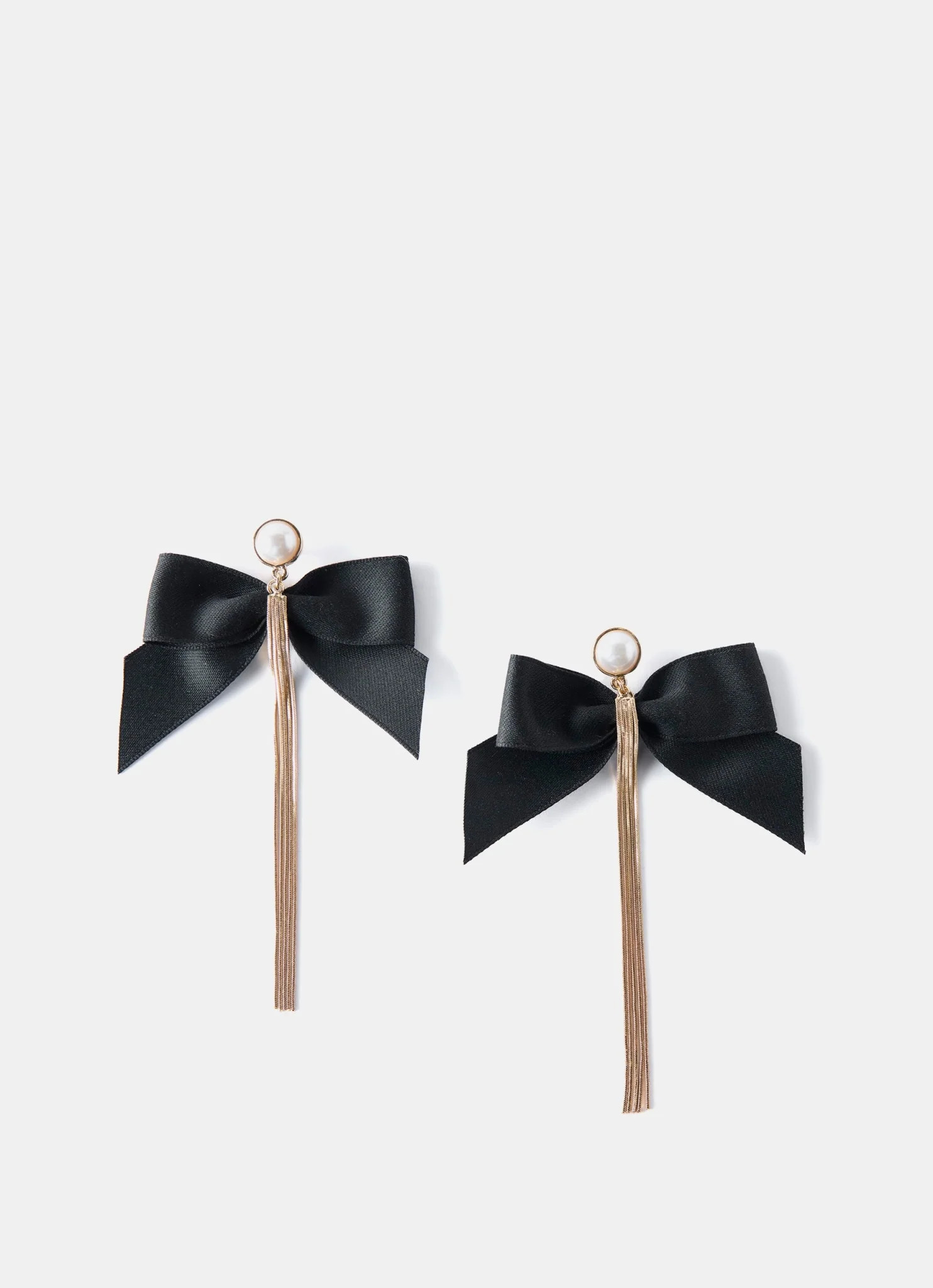 Gold Tone Bow Pearl Drop Earring | Mint Velvet