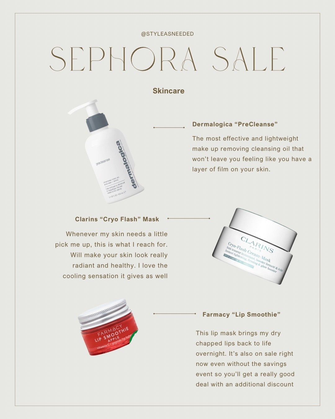 Skincare recommendations for the Sephora sale - face mask, lip mask and a cleansing oil 

#LTKBeauty #LTKFindsUnder100 #LTKSaleAlert