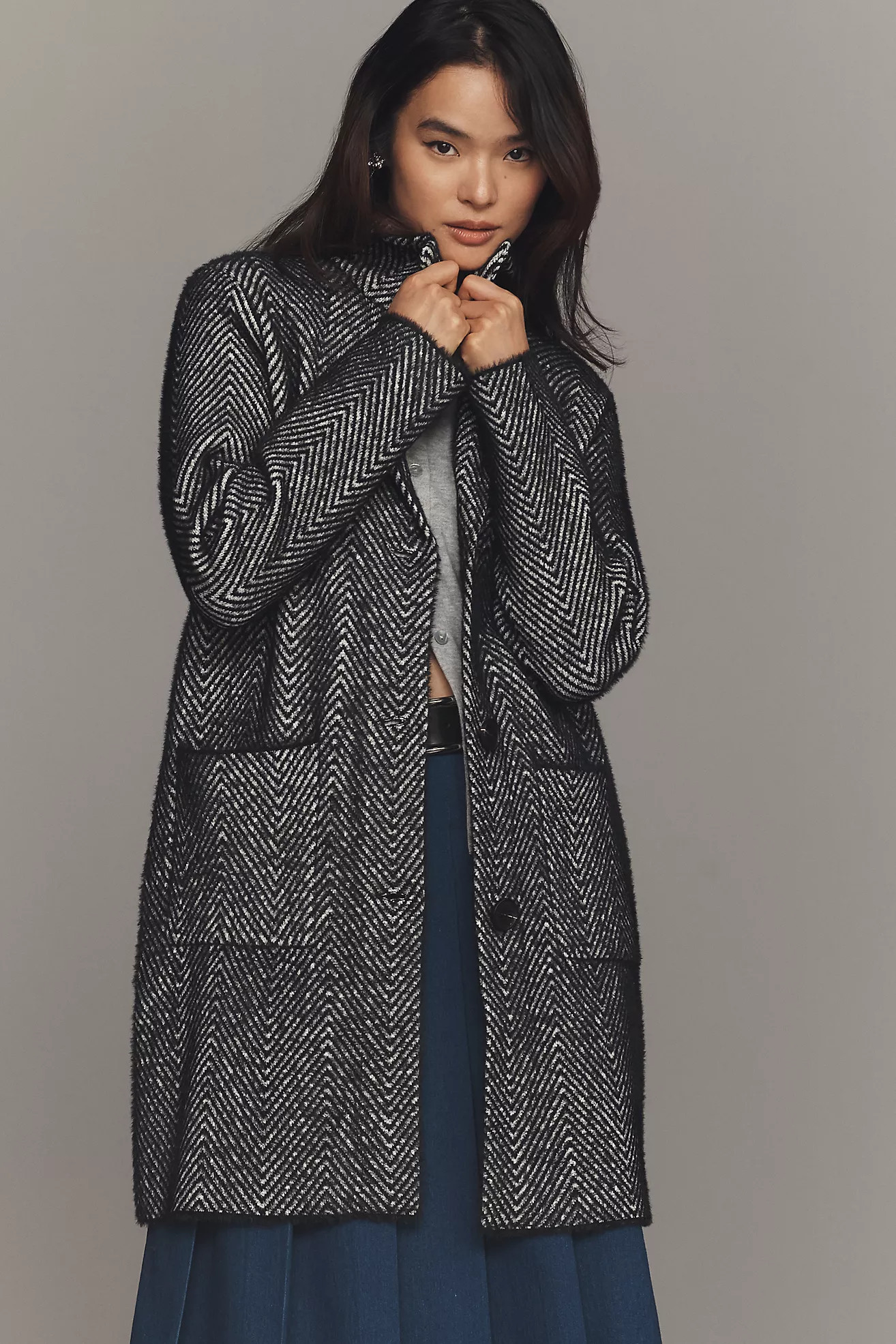 NVLT Eyelash Knit Chevron Coatigan | Anthropologie (US)