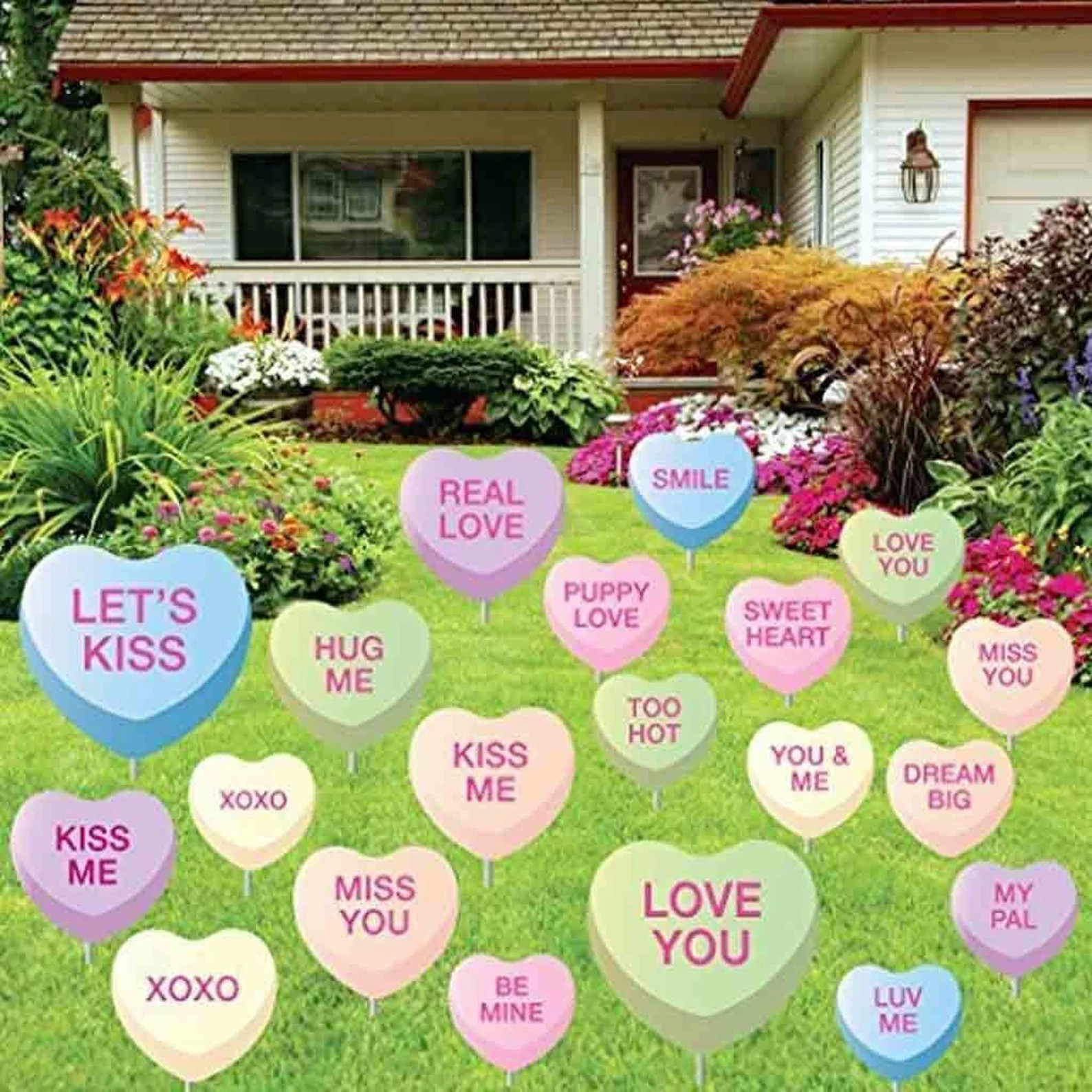 Candy Hearts 20pc Valentine's Outdoor Yard Sign | Etsy | Etsy (US)