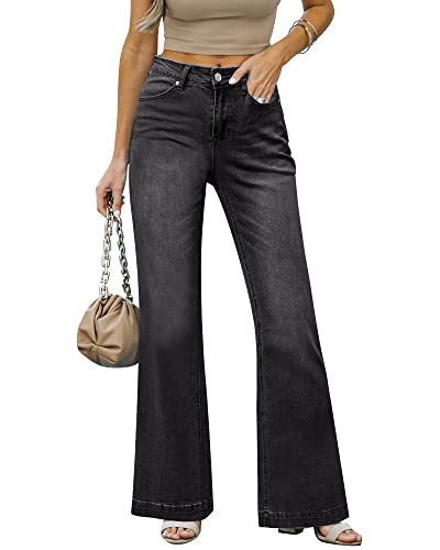 LookbookStore Black Jeans Black Pants for Women Wide Leg Pants for Women Woman Jeans Summer Outfits Soft Size XX-Large Fits Size 20 22 | Amazon (US)