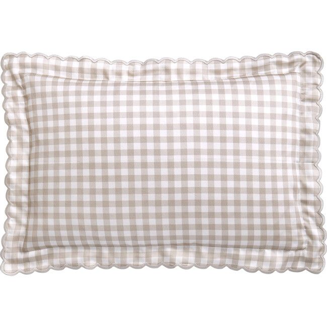 Picnic Gingham Toddler Pillow, Beige | Maisonette