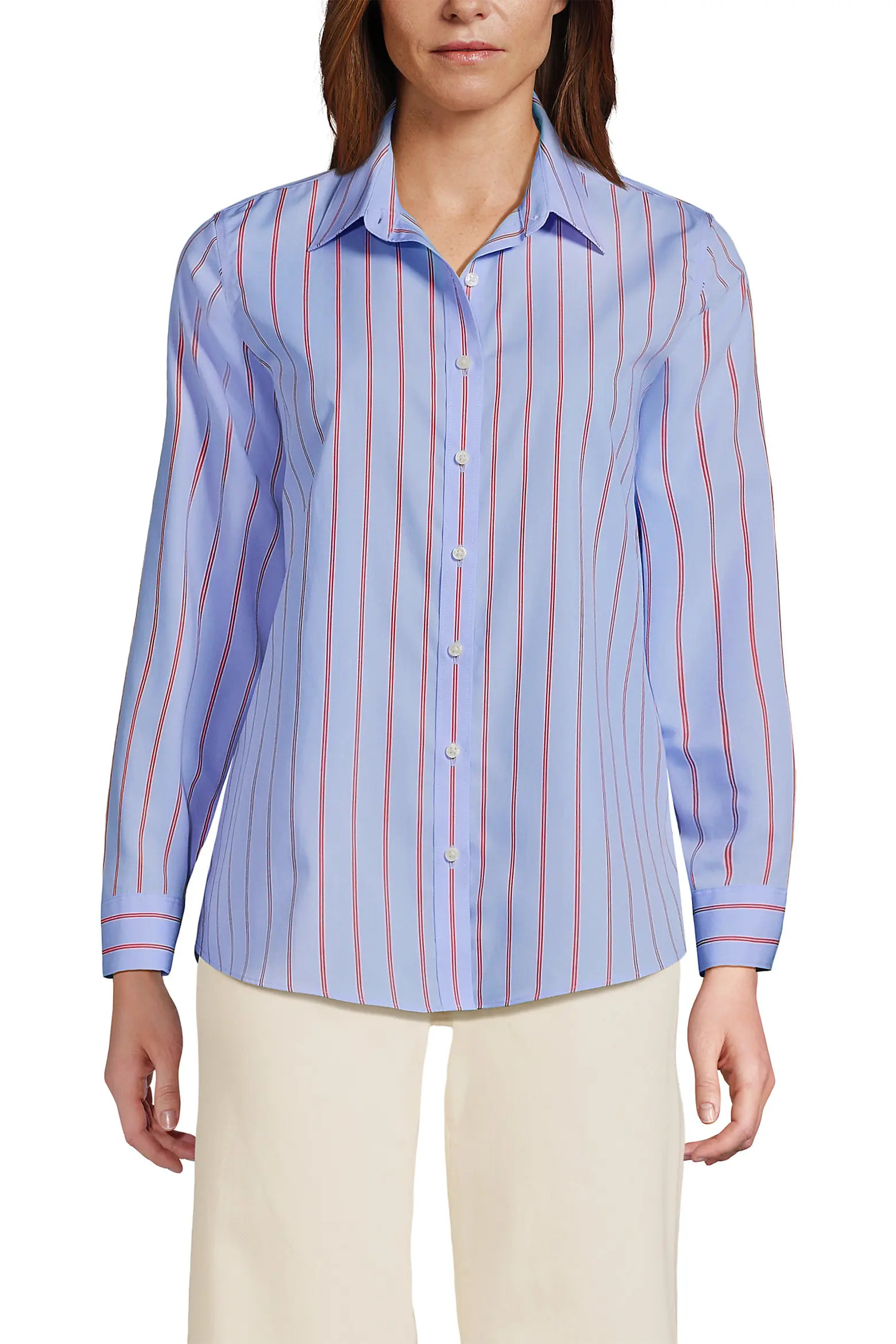 Lands' End Plus Size No Iron Button Front Shirt (Women) | Nordstrom | Nordstrom