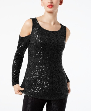 Inc International Concepts Sequined Cold-Shoulder Top, Created for Macy's | Macys (US)