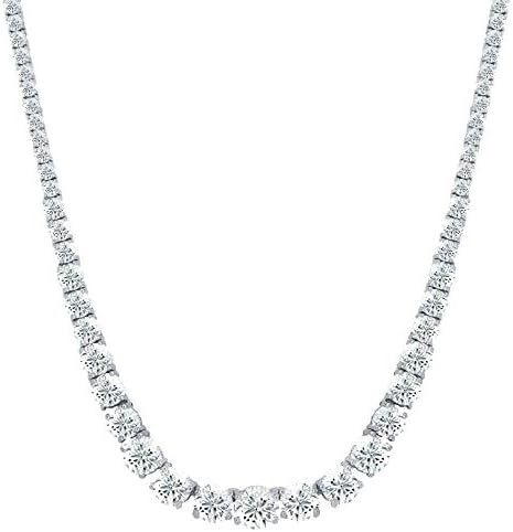 Womens Magnificent Graduated Round Cubic Zirconia Tennis Necklace by NYC Sterling | Amazon (US)