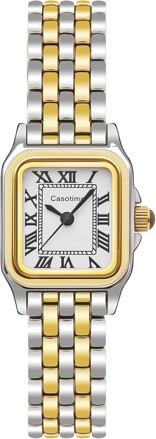 Women's Gold Watch, Vintage Rectangular Case with Roman Numeral Dial, Small Bracelet Band, Water ... | Amazon (CA)