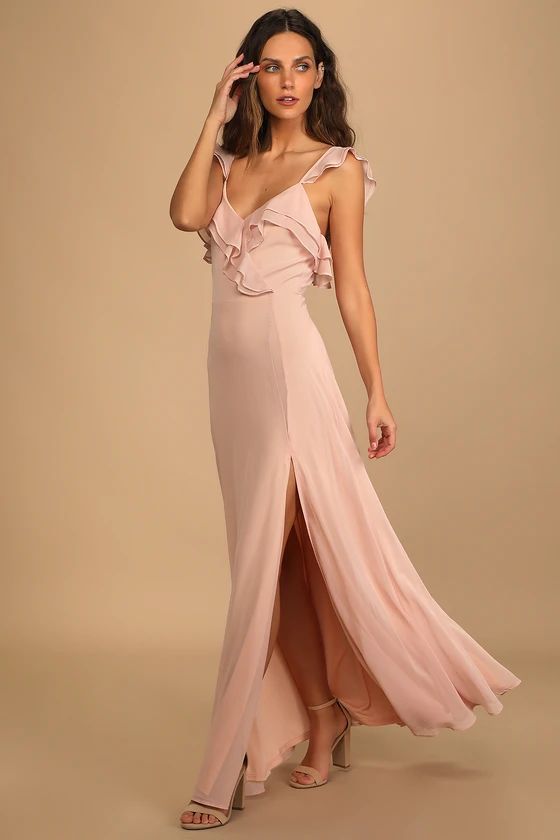 Adoring Glances Blush Ruffled Maxi Dress | Lulus (US)