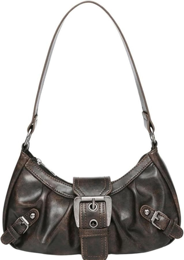 Y2K Purse for Women, Small Hobo Shoulder Bag Odorless PU Leather Goth Punk Crescent Handbag Trend... | Amazon (US)