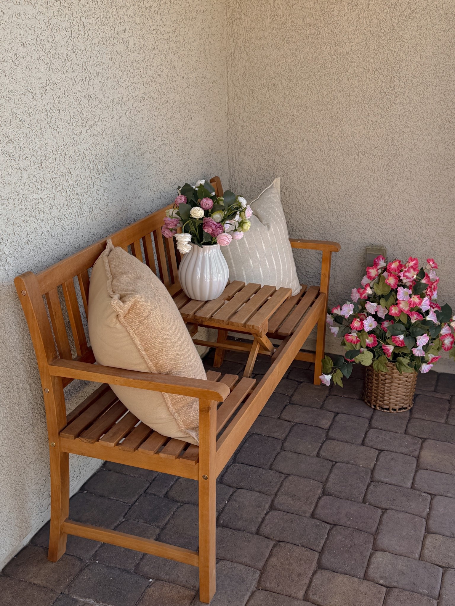 #ad @Wayfair ‘s 3-in-1 bench with a hidden table is my favorite outdoor purchase! + some of my other outdoor finds 🌞 #outdoor #wishyouwerehere #wayfair #wayfairpartner