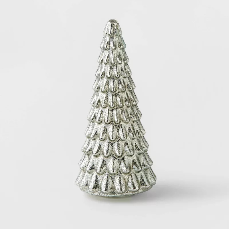 12" Battery Operated Mercury Glass Tree Decorative Figurine Green - Wondershop™ | Target