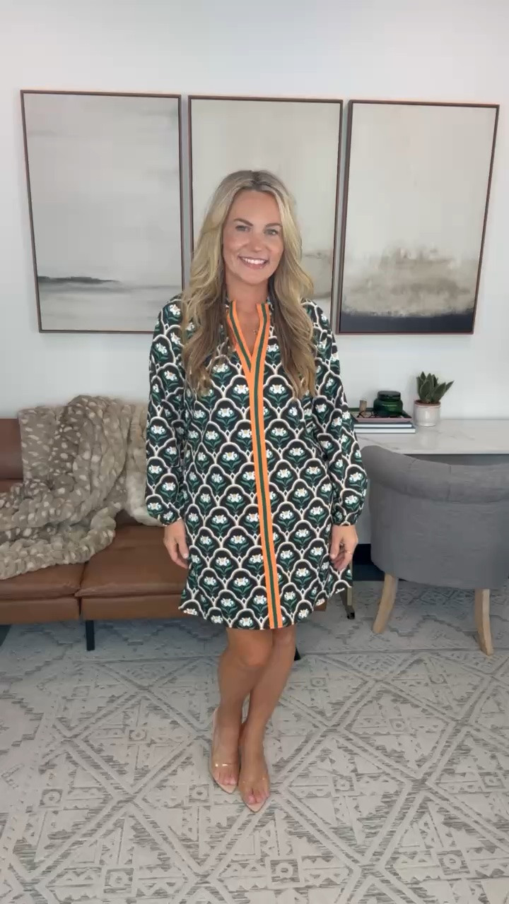 This printed shift dress is such a fun way to bring color into fall while still keeping the silhouette classic. The green print with orange trim makes it especially good for early fall dinners, events, or days when you want one easy piece that does all the work.

printed dress, fall dress, shift dress, green dress, long sleeve dress, early fall outfit, dinner outfit, fall event dress, colorful dress, transitional outfit, AudrieDollins

#LTKOver40 #LTKootd #LTKSeasonal