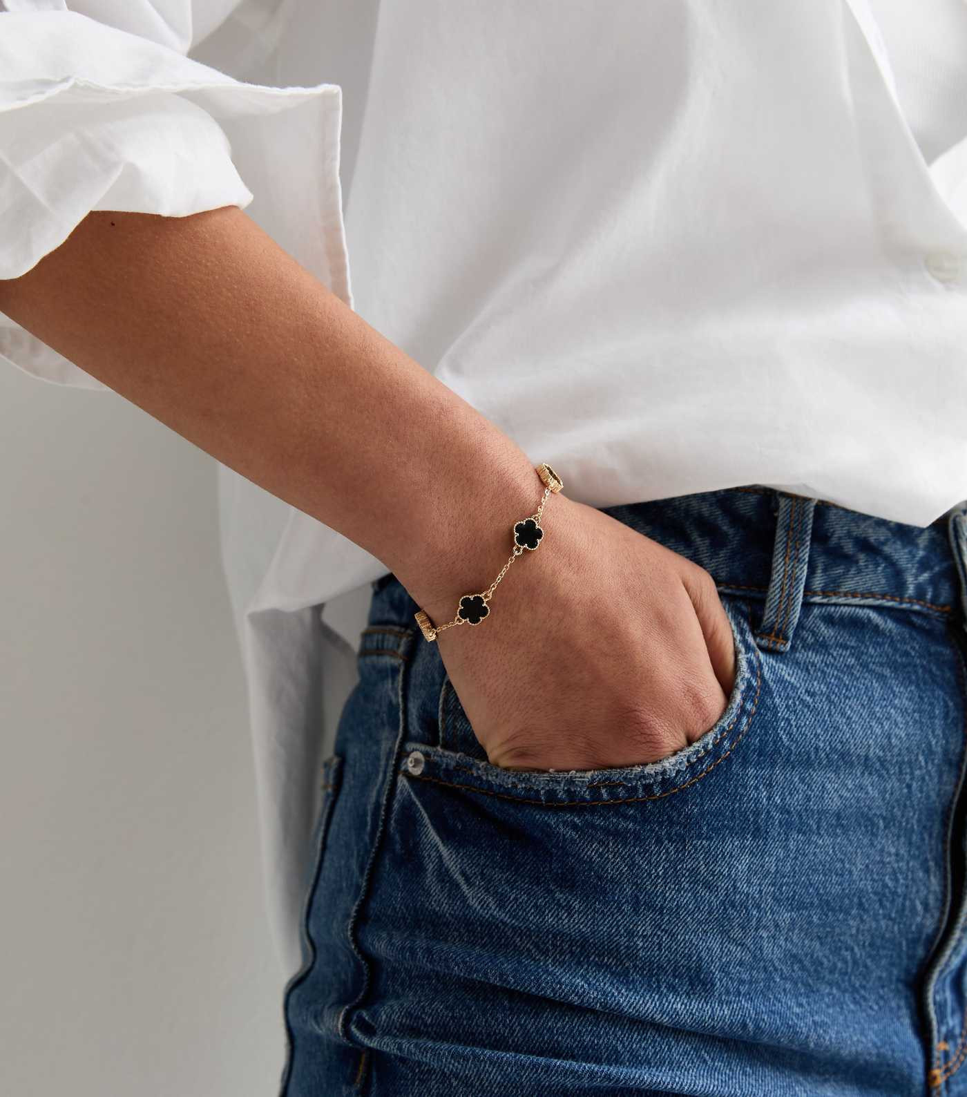 Black Clover Fine Chain Bracelet  | New Look | New Look (UK)