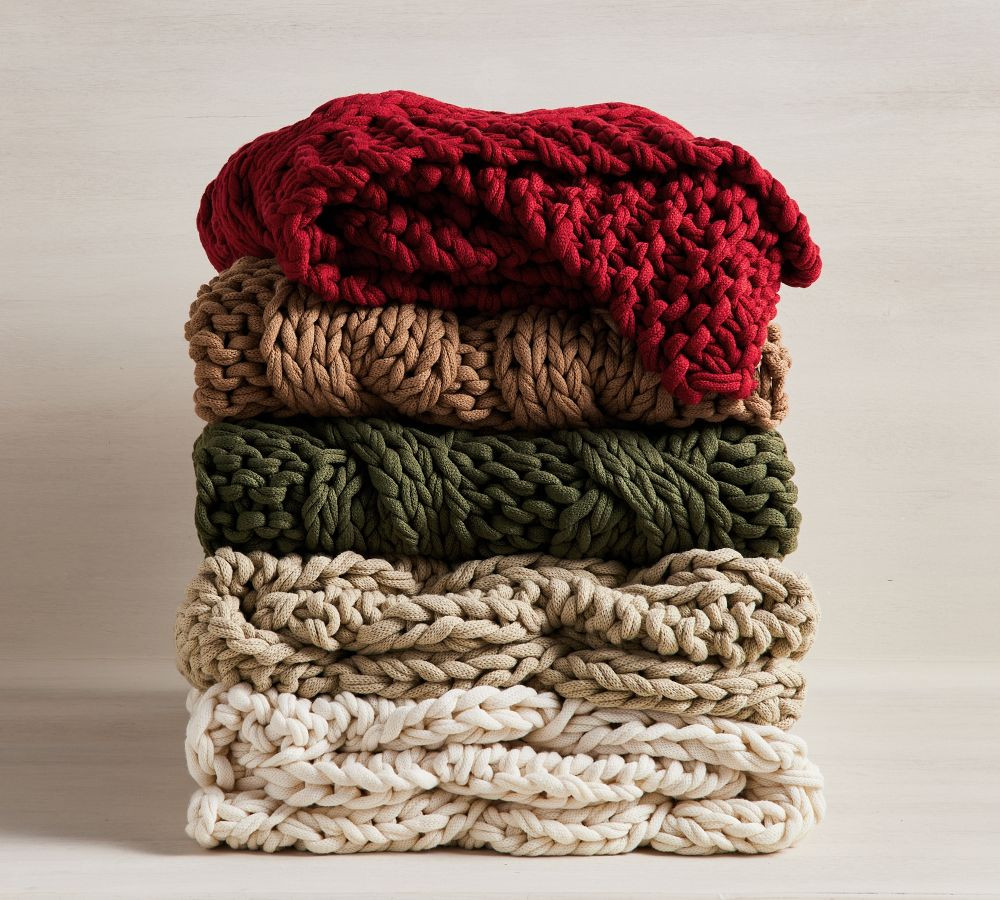 Colossal Handknit Throw, 44 x 56&amp;quot;, Bronze | Pottery Barn (US)