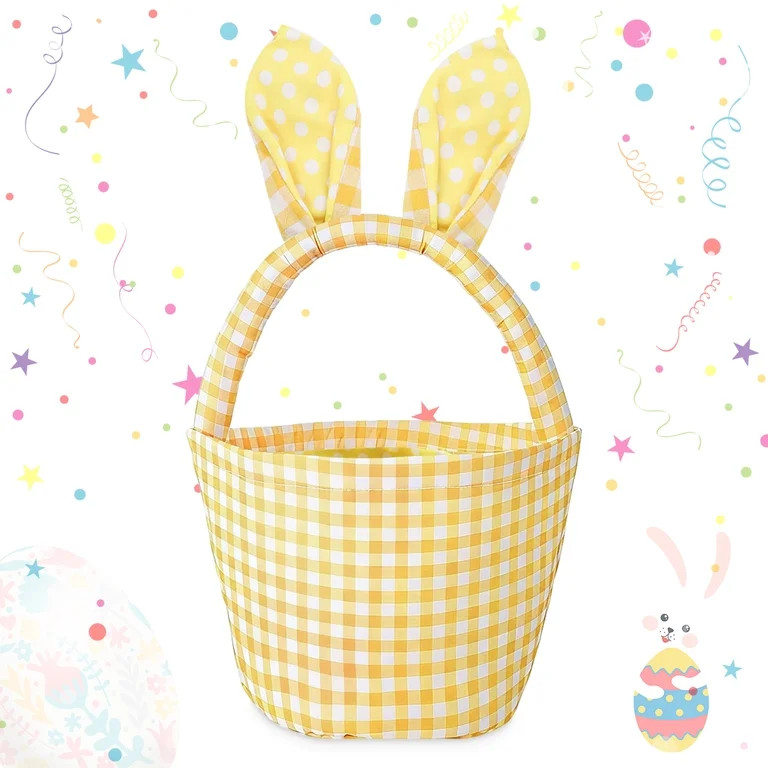 Easter Basket Bunny Buckets with Ear for Egg Hunting Easter Gift Bags, Easter Tote Bags for Easte... | Walmart (US)