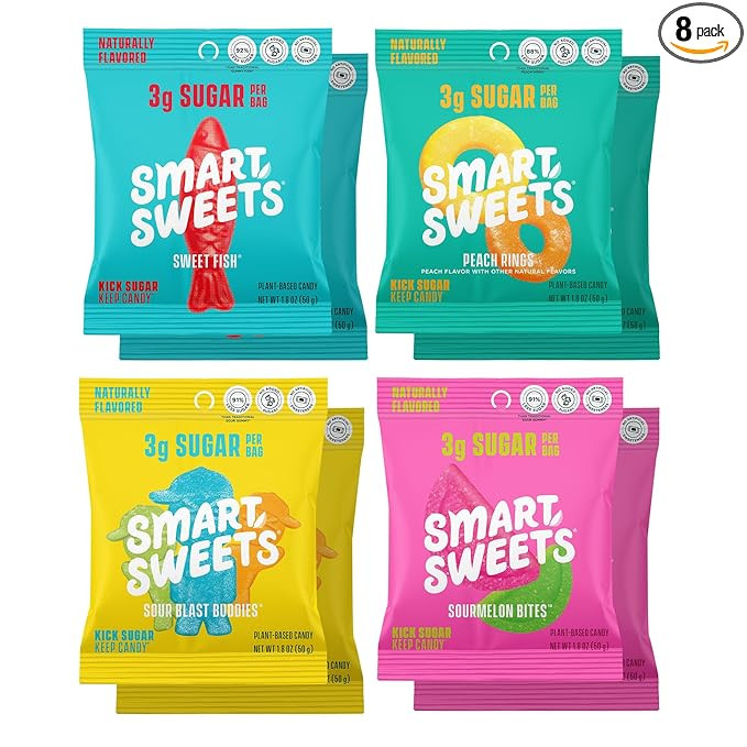 SmartSweets Variety Pack, 1.8oz (Pack of 8), Candy With Low Sugar & Calorie, Healthy Snacks For K... | Amazon (US)