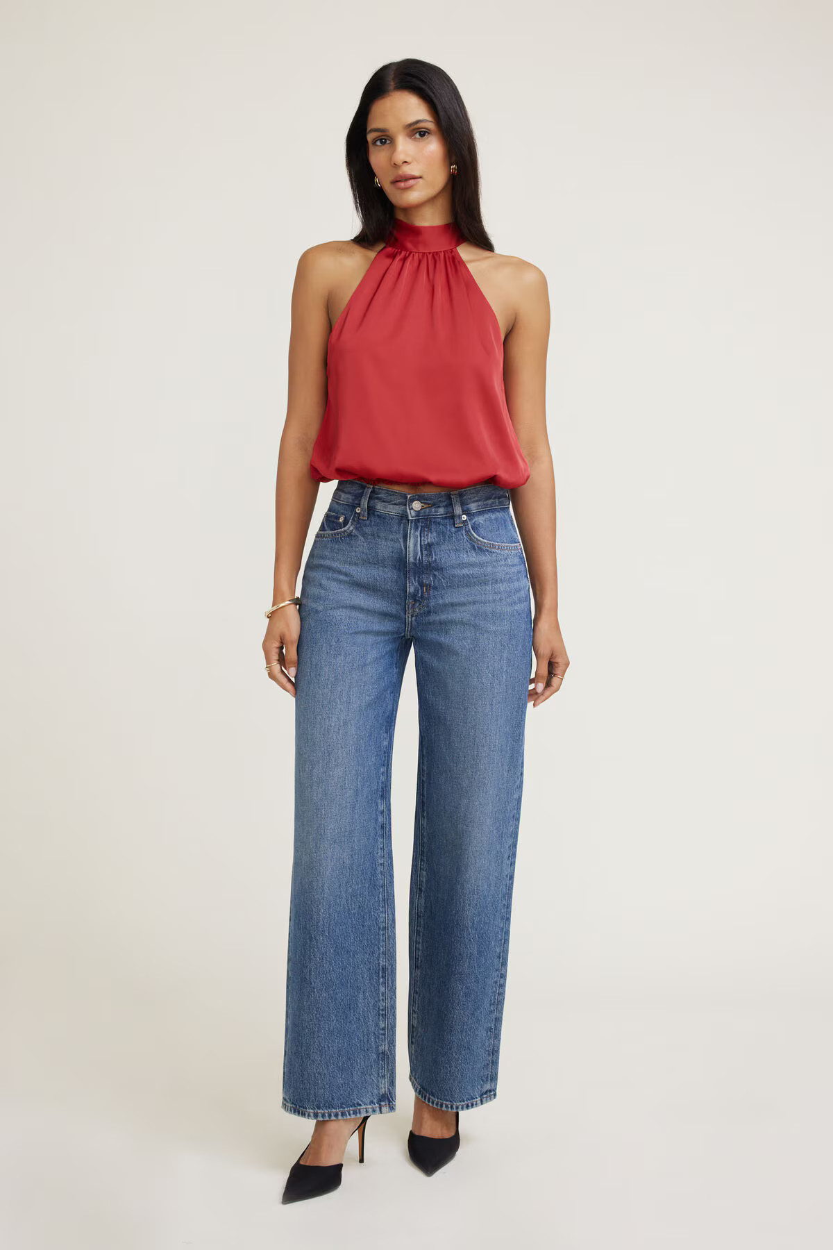 Bubble Satin Halter Blouse | Dynamite Clothing