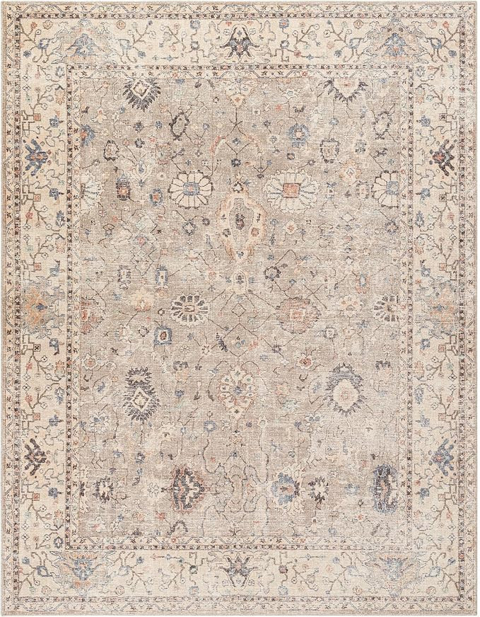 SURYA Becki Owens x Davina Damask Area Rug , 6'7" x 9', Khaki | Amazon (US)