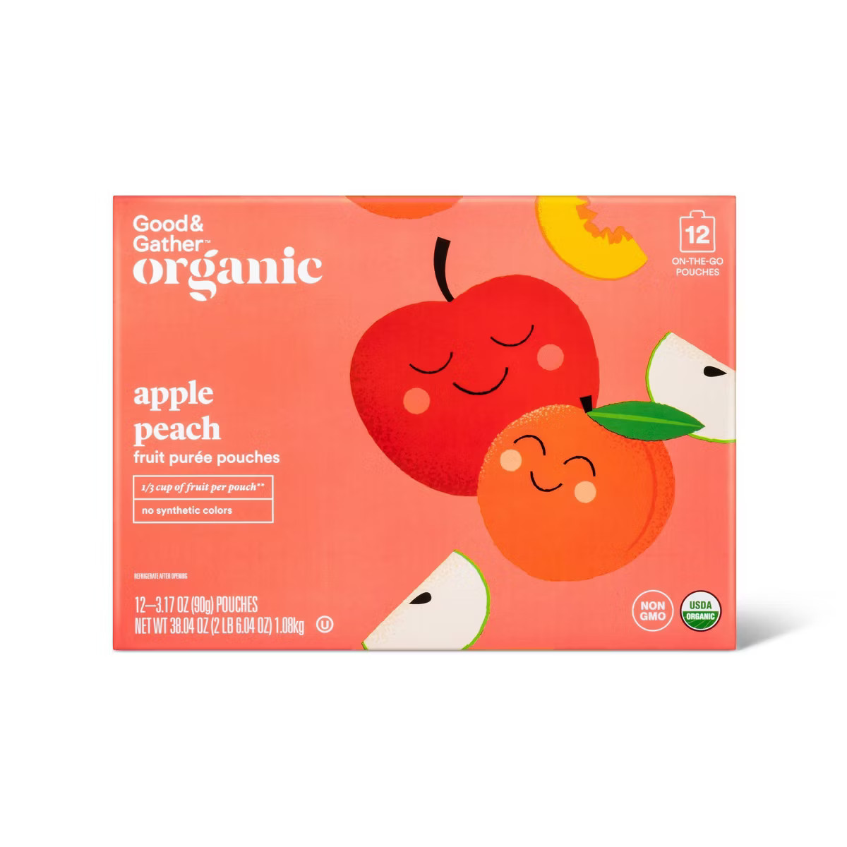 Organic Apple Peach Fruit Purée Pouches - 38.04oz/12ct - Good & Gather™ | Target