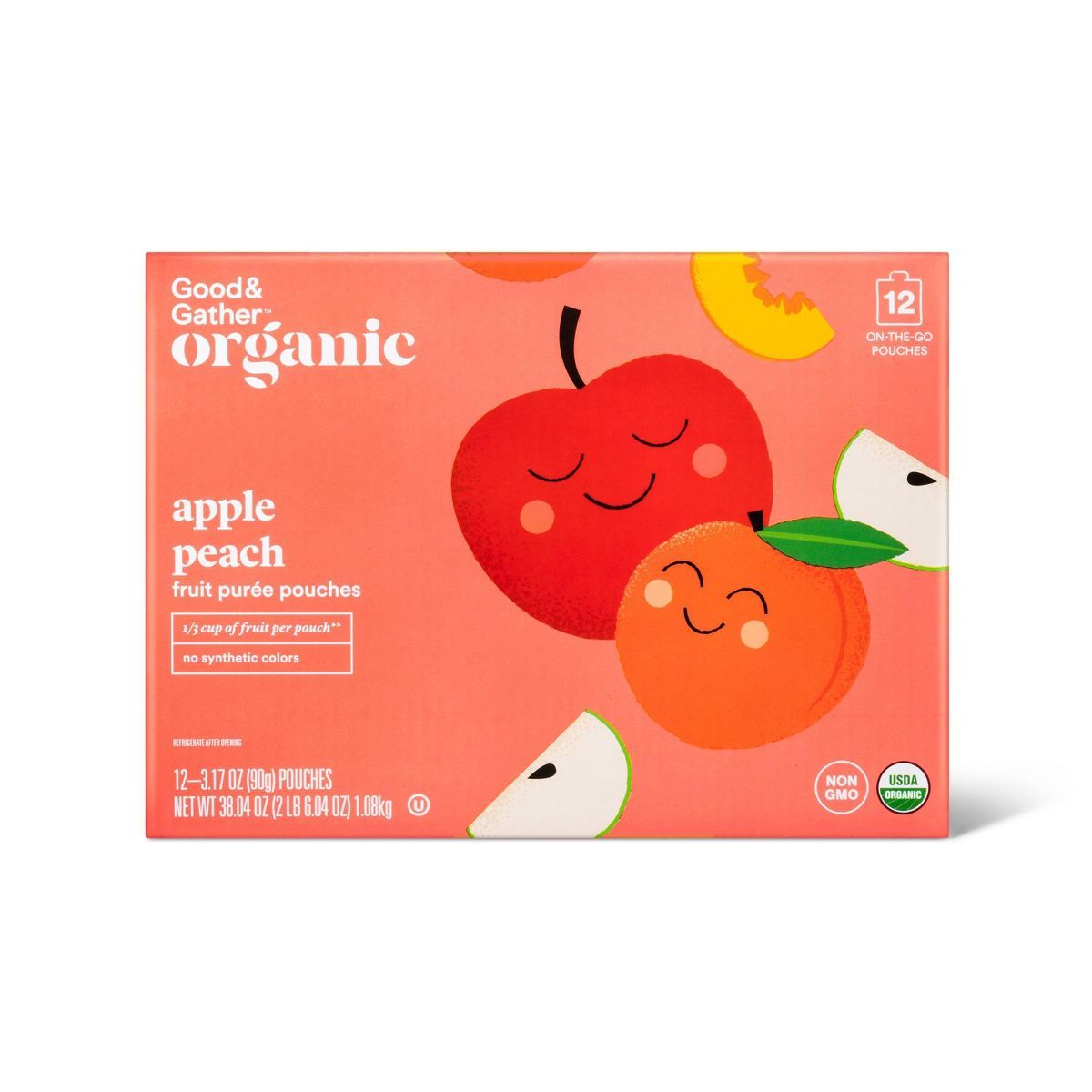 Organic Applesauce Pouches - Apple Peach - 12ct - Good & Gather™ | Target