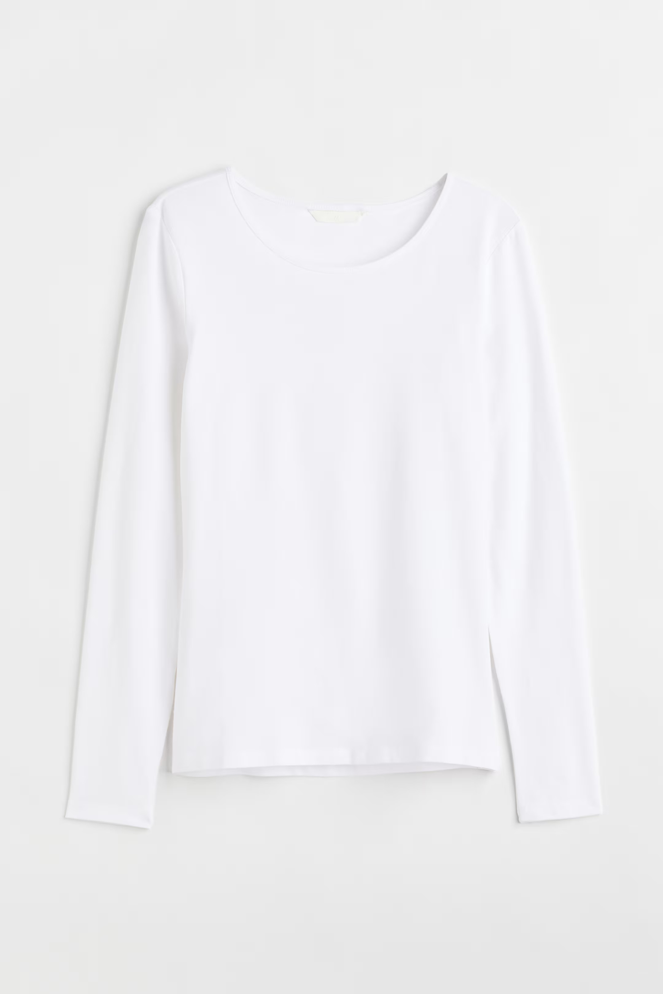 Long-sleeved jersey top - White - Ladies | H&M GB | H&M (UK, MY, IN, SG, PH, TW, HK)