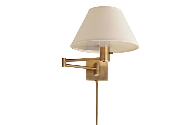 Classic Swing-Arm Sconce, Antiqued Brass | One Kings Lane