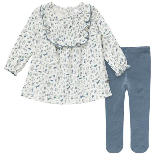 Modern Moments™ by Gerber Ruffle Dress and Tights Set in Petit Blue Country at Nordstrom, Size 24M | Nordstrom