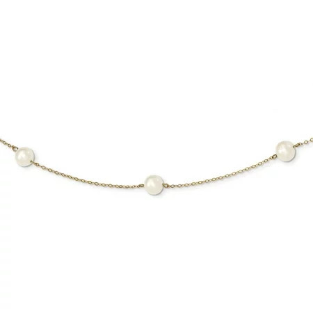 14K 7-8mm White Near Round Freshwater Cultured Pearl 7-Station Necklace (Weight: Grams Length: 16 Inches) | Walmart (US)