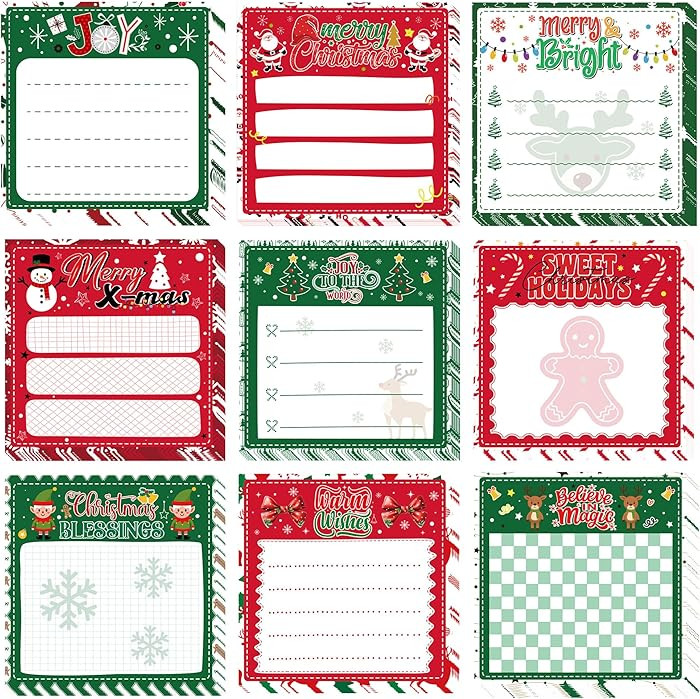 9 Pack Christmas Sticky Notes Set, 450 Sheets Holiday Self-Stick Notepads with Festive Santa and ... | Amazon (US)