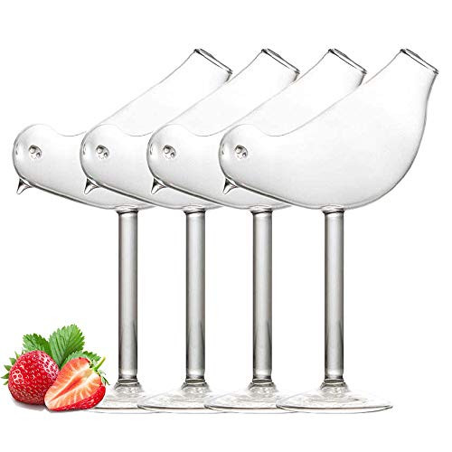 Cocktail Glass Bird Glasses Drinking Bird Shaped Cocktail Wine Glass 5oz/150ml Set of 4 Unique Champagne Coupe Glass Bird Shape Martini Goblet Cups 4pcs Glassware for KTV Home Bar Club (Clear) | Amazon (US)