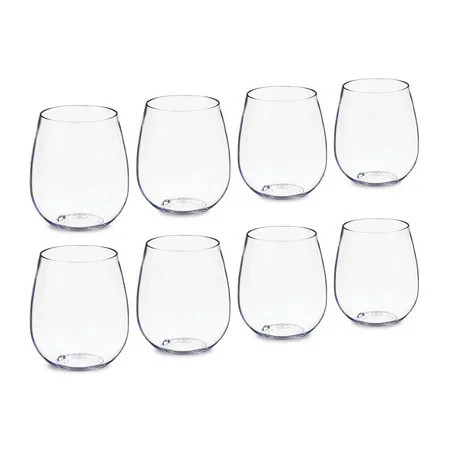 Clear Plastic Wine Glasses, 18.3 fl oz, 8 Pieces, by Way To Celebrate | Walmart (US)