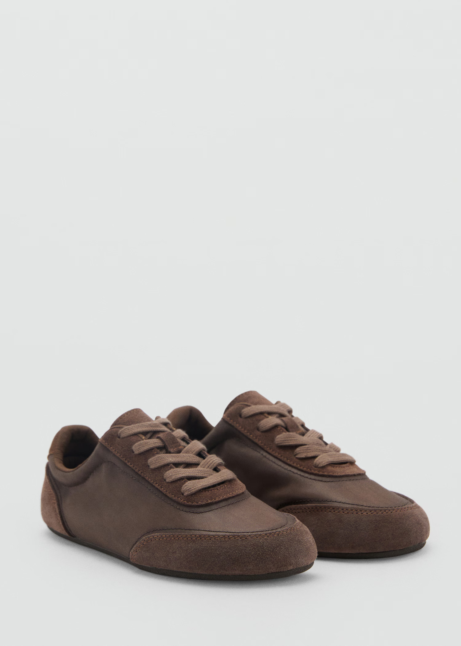 Suede-blend trainers with laces - Women | MANGO United Kingdom | MANGO (UK)