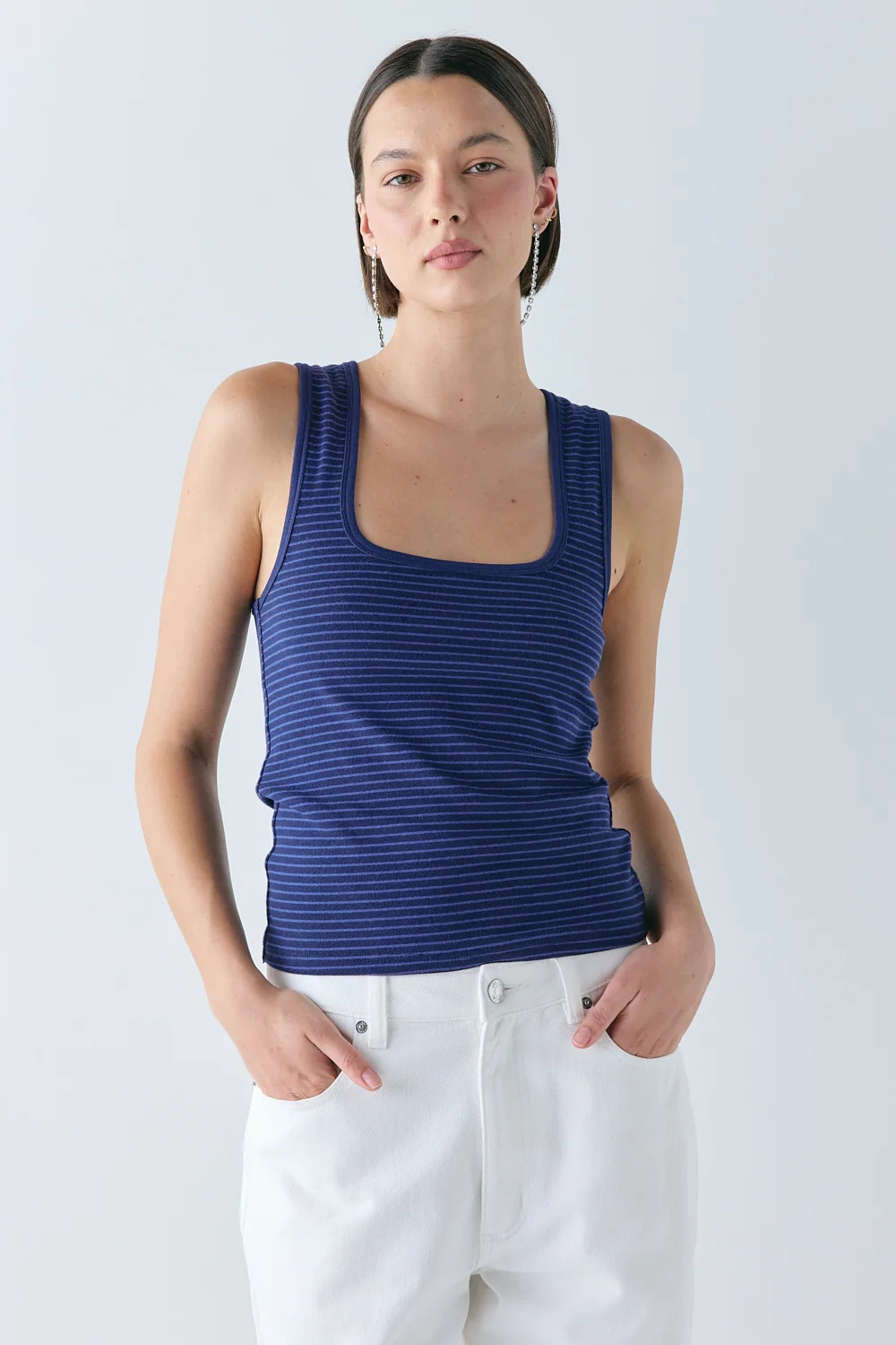 Freddie Tank Navy Stripe | VRG Grl