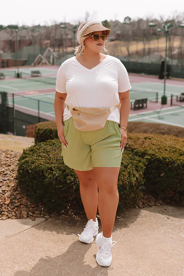 Tour The Town Pleated Shorts In Lime Punch Curves | Impressions Online Boutique