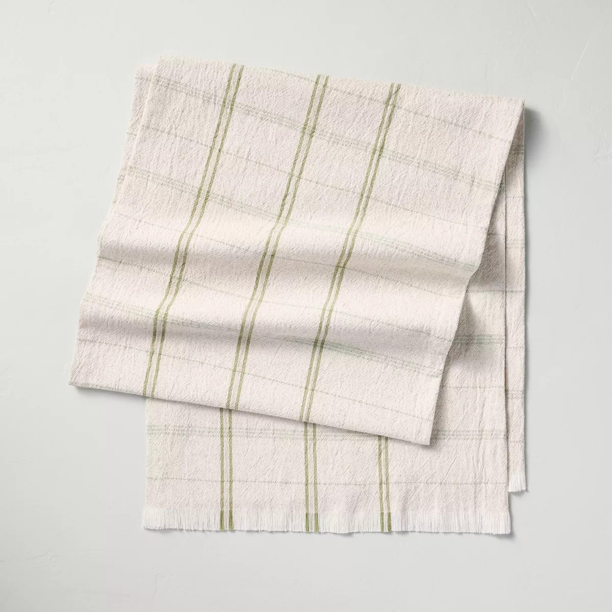 20"x90" Tri-Stripe Plaid Woven Table Runner Light Green/Natural - Hearth & Hand™ with Magnolia | Target