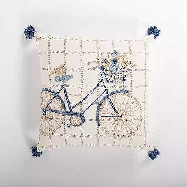 New! Birdie on a Bicycle Throw Pillow | Kirkland's Home