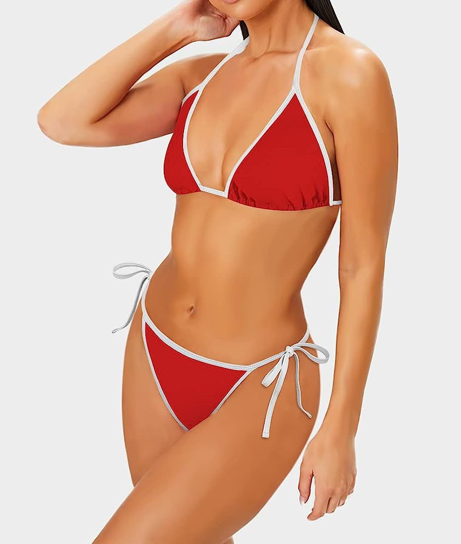 Women's Halter Triangle Bikini Set Brazilian Cheeky Bathing Suits 2 Piece Swimsuits | Amazon (US)