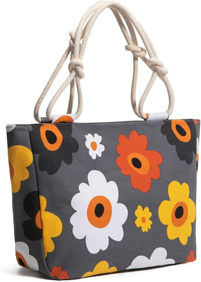 Large Tote Handbag,Women Beautiful Flower Bag, Canvas Shoulder Bags for Lady's Working/Shopping/T... | Amazon (US)