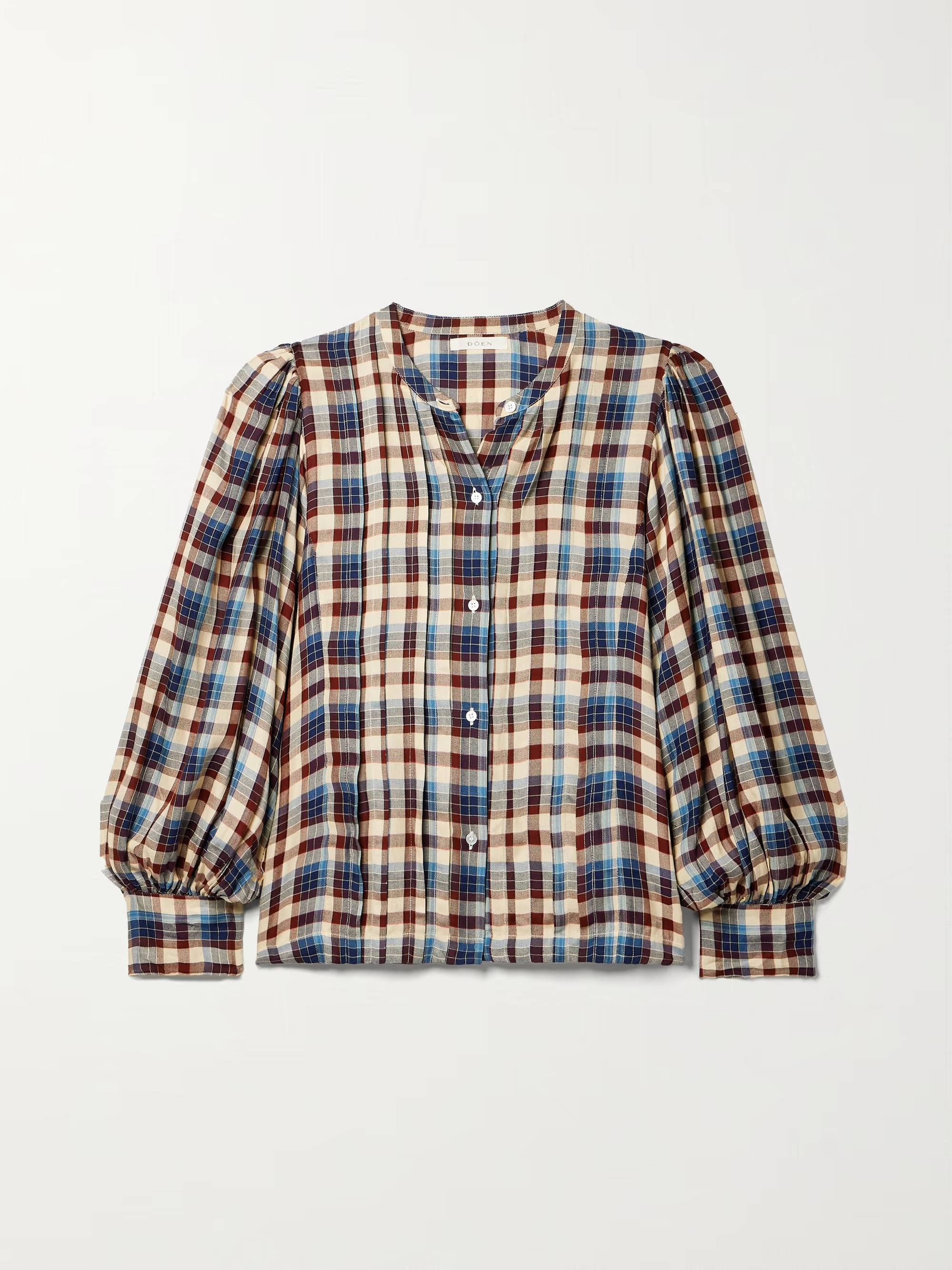 Harlow pintucked checked woven blouse | NET-A-PORTER (US)