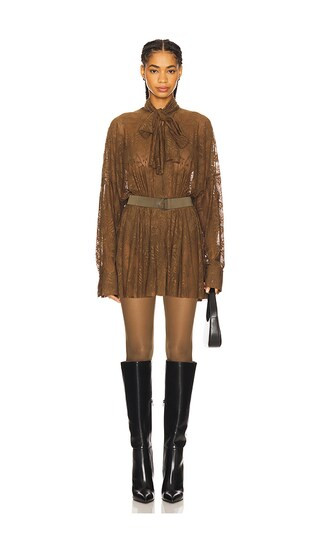 x REVOLVE X Revolve Super Oversized Boyfriend Shirt Flared Mini Dress in Bark | Revolve Clothing (Global)
