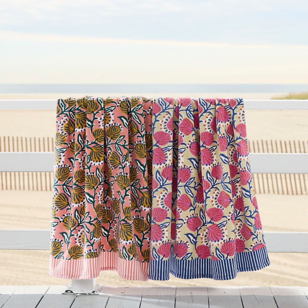 Vine Floral Beach Towel | West Elm (US)