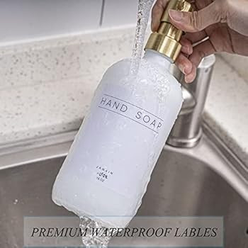 Janxin Waterproof Soap Labels for Glass/Plastic Bottles，Waterproof Hand and Dish Soap Labels-5P... | Amazon (US)