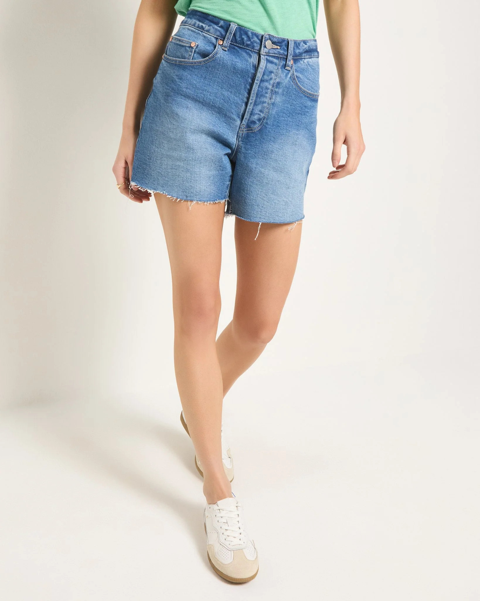 SEAS Elle High-Rise Boyfriend Denim Shorts - Raw Hem | Seventy Eight and Sunny