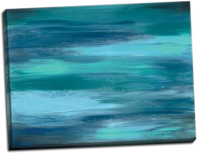 Gango Home Décor Beautiful Abstract Blue Teal Ocean Canvas; Coastal Decor; One 20x16in Hand-Stre... | Amazon (US)