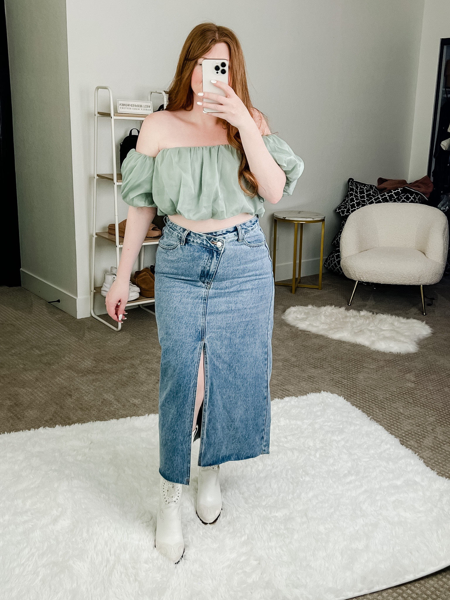 Spring outfit from amazon. Denim skirt size large. Crop top from amazon size large. White cowboy boots. 

#LTKFestival #LTKstyletip #LTKunder50