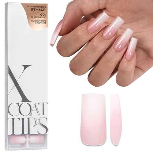 BTArtboxnails XCOATTIPS Ombre Nails - Square Press on Nails Long, 150Pcs Nail Tips Pink White Gradient Soft Gel False Nail Tips Soak Off Fake Nails Extensions DIY 15 Sizes | Amazon (US)