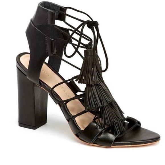 Loeffler Randall Luz Black Leather Tassel Heels | Poshmark
