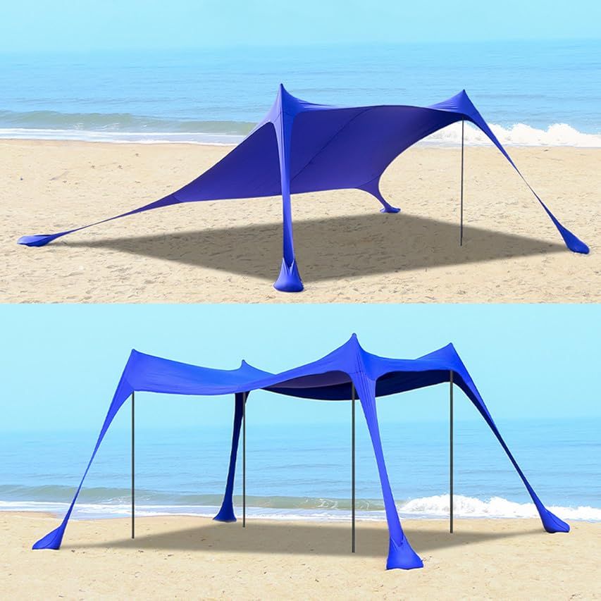 BOTINDO Family Beach Tent Sunshade, Canopy Pop Up Sun Shelter 4 Pole with Carry Bag for Beach, Fishi | Amazon (US)
