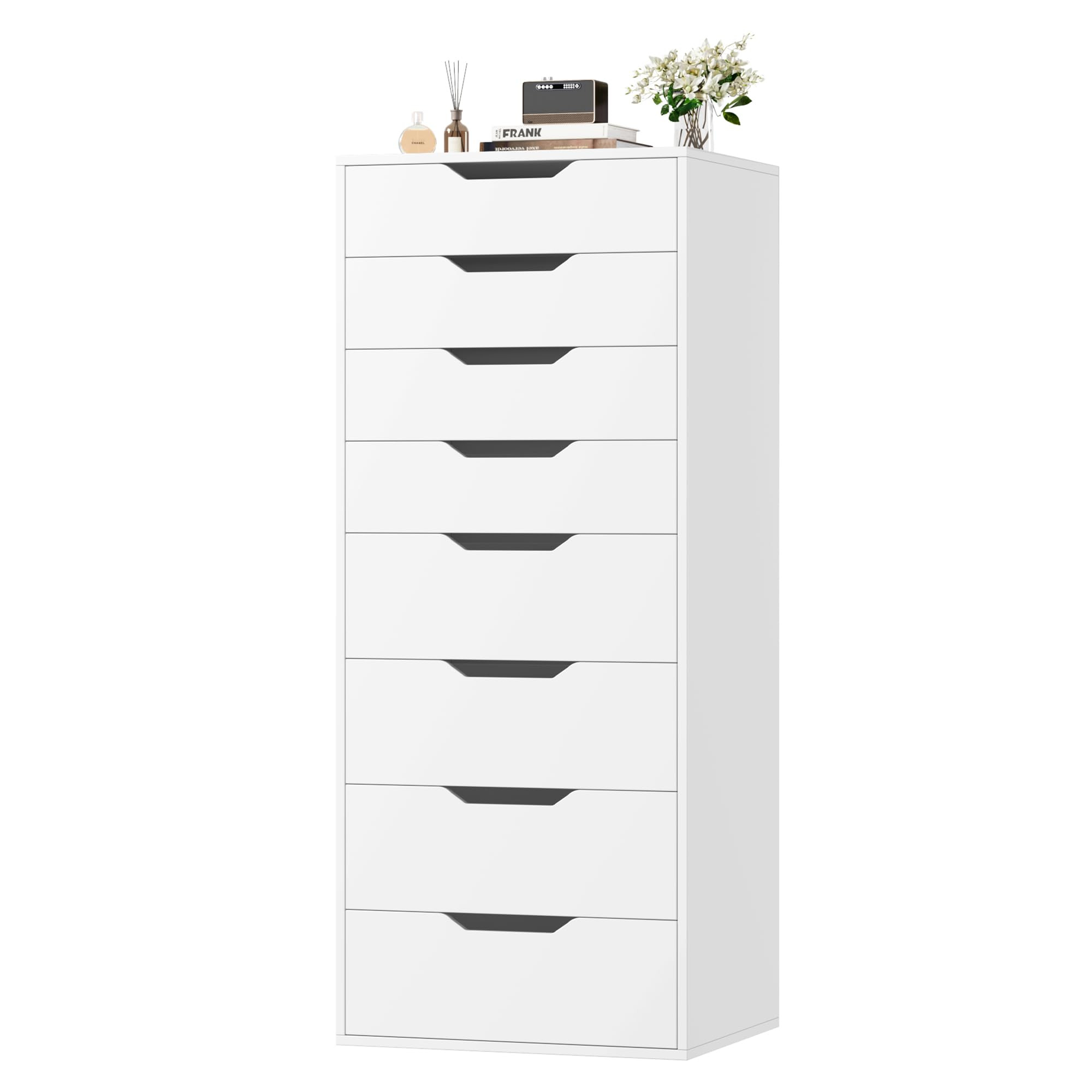Tall White Dresser, 8 Drawer Dresser with Groove Handles, White Tall Dressers, Modern Chest of Dr... | Amazon (US)