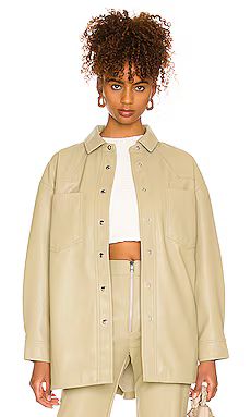 LNA Vegan Leather Shirt in Olive from Revolve.com | Revolve Clothing (Global)