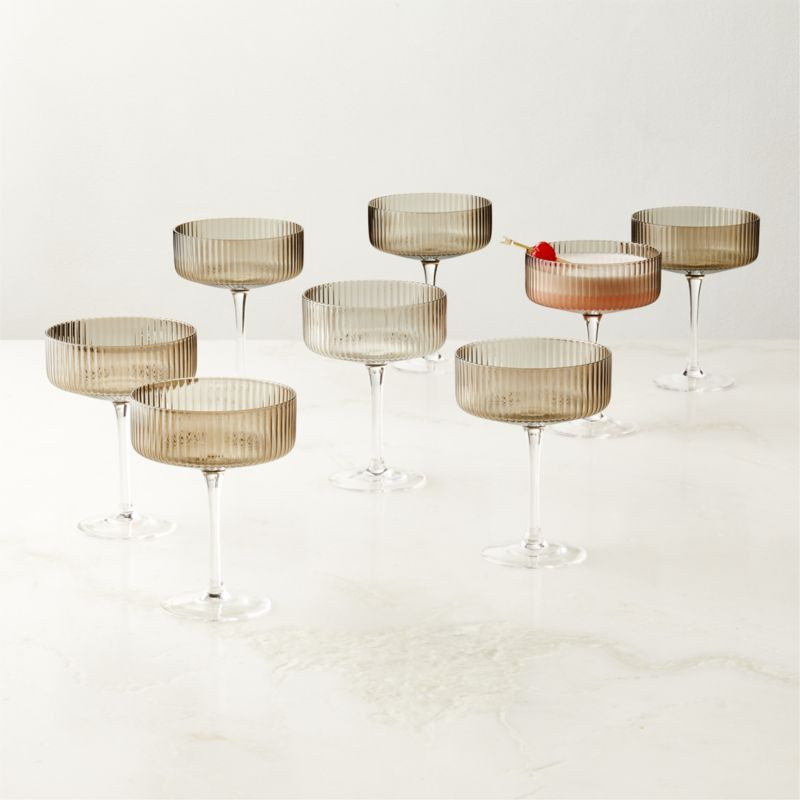 Eve Smoke Coupe Cocktail Glasses Set of 8 + Reviews | CB2 | CB2